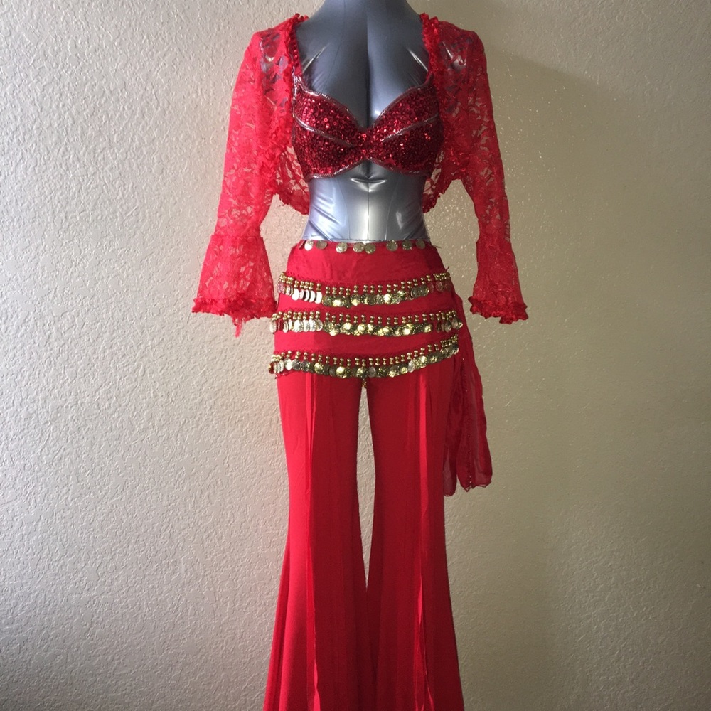 6 pc. Red Belly Dance Costume